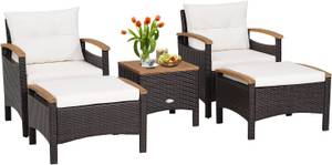 5tlg. Rattan Möbelset Braun - Rattan