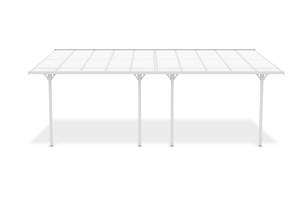 Pergola/Carport KLEO adossé XL Blanc - Largeur : 600 cm