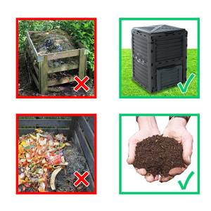 Komposter, Gartenkomposter, 300l Schwarz - Kunststoff - 61 x 83 x 61 cm