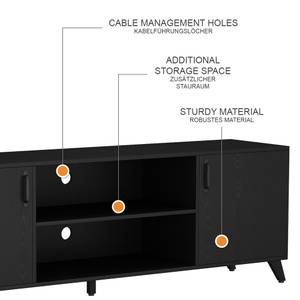 Lowboard Maceio 49998 Schwarz - Holzwerkstoff - 160 x 55 x 38 cm