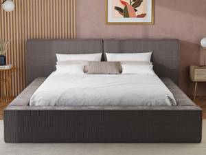 Bett mit Bettkasten TIMANO Grau - Textil - 252 x 90 x 226 cm