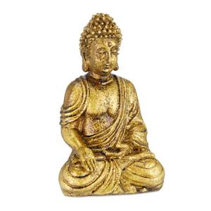 Buddha Figur Garten 20 cm Gold - Kunststoff - Stein - 10 x 17 x 7 cm