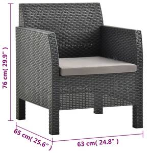 Garten-Lounge-Set (3-teilig) Grau - Kunststoff - 181 x 76 x 65 cm