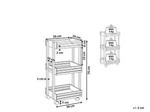 Servierwagen LETINO Schwarz - Braun - Metall - 38 x 76 x 29 cm