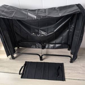 Kaminholzregal 842-347V01BK Schwarz - Metall - 36 x 99 x 120 cm