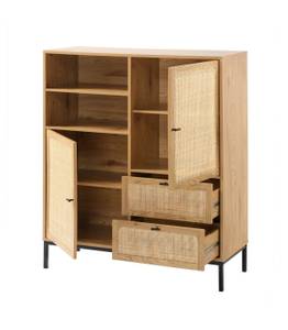 Buffetschrank Rattan JAYA Braun - Holzwerkstoff - 40 x 120 x 100 cm