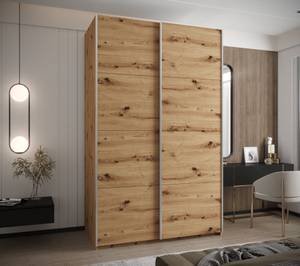 Armoire Lux 1 Imitation chêne - Argenté - Largeur : 150 cm