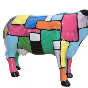 Sculpture Vache résine multicolore H39cm Porcelaine - 63 x 39 x 17 cm