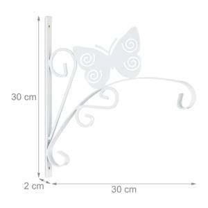 2x Blumenampelhalterung Schmetterling Weiß - Metall - 30 x 30 x 2 cm