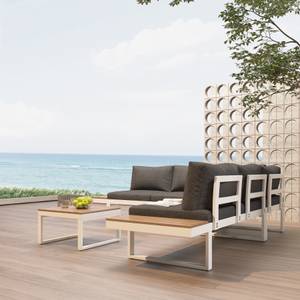 Gartenlounge-Set WoodyⅤ Weiß - Holzwerkstoff - Metall - Textil - 193 x 66 x 193 cm