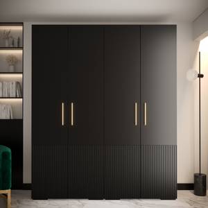 Drehtürenschrank Manhattan Ryfel 3 Schwarz - Gold - 4 Türen