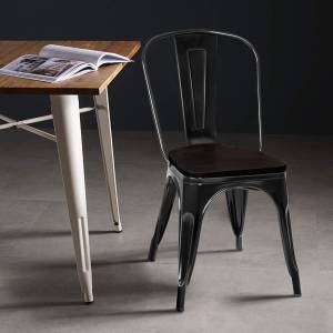 Lot 4 Chaises Industrielles TI70948 Noir - Métal - 52 x 84 x 45 cm