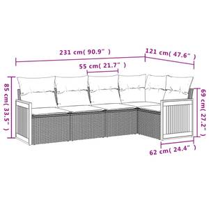 Gartensitzgruppe K4455(5-tlg) Schwarz - Massivholz - 69 x 62 x 62 cm