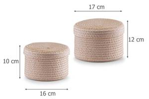 Korb-Set m. Deckel, 2-tlg., rund, natur Beige