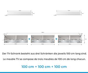 Mediawand ALYX Weiß - Holzwerkstoff - 300 x 180 x 32 cm