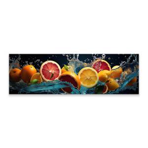 Panoramabild Zitrusfrucht-Erfrischung 3D Schwarz - Orange - Rot - Textil - 145 x 45 x 45 cm