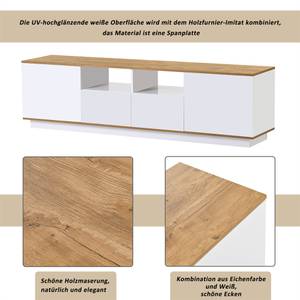 TV Schrank Industriellerstil Ⅰ Weiß - Holzwerkstoff - Holz teilmassiv - 40 x 50 x 180 cm