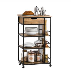 Desserte de Cuisine Roulant FKW99-N Noir - Marron - Bois manufacturé - Métal - 50 x 87 x 37 cm