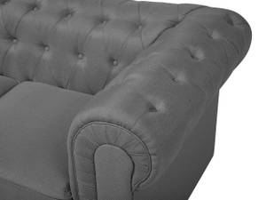 3-Sitzer Sofa CHESTERFIELD Grau - Hellgrau - Eiche Dunkel - 222 x 78 x 85 cm - Textil