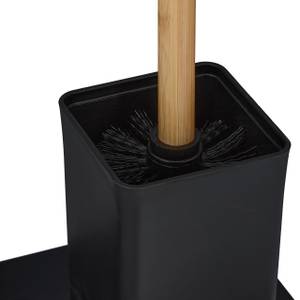 Serviteur WC bambou & acier inoxydable Noir - Marron - Bambou - Métal - 22 x 69 x 18 cm