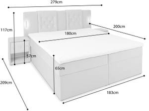 Bett Nizza 2 mit Bettkasten und LED Beige - Breite: 180 cm