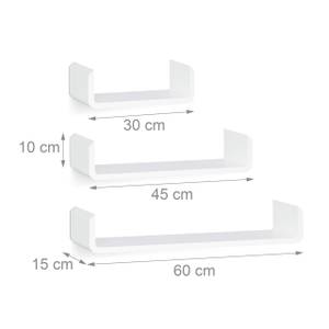 Regalbrett 3er Set Weiß - Holzwerkstoff - 60 x 10 x 15 cm