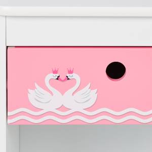 Kinder Nachttisch Schwan Pink - Weiß - Holzwerkstoff - 32 x 41 x 31 cm