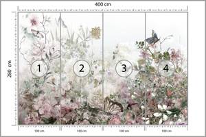 Papier Peint Fleurs Feuilles Papillons 400 x 280 x 280 cm