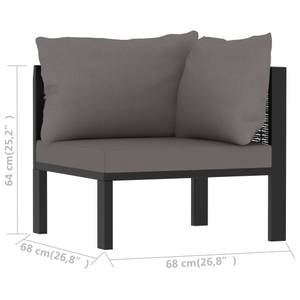 Modular-Sofa-Eckteil 49397 Grau - Metall - Polyrattan - 68 x 64 x 68 cm