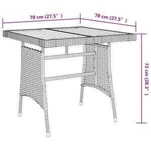 Table de jardin Noir - Polyrotin - Bois/Imitation - 70 x 72 x 70 cm