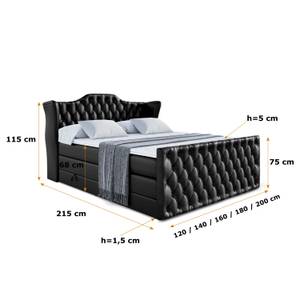 Boxspringbett VILA-Z KING Hochglanz Schwarz - Breite: 180 cm