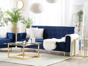 3-Sitzer Sofa ABERDEEN Blau - Gold - Marineblau