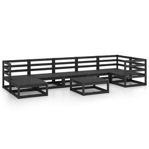 Garten-Lounge-Set (8-teilig) 3009812-1 Schwarz - Massivholz - Holzart/Dekor - 70 x 30 x 70 cm