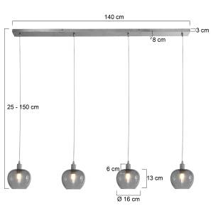 Suspension Lotus Verre transparent / Acier - 3 ampoules