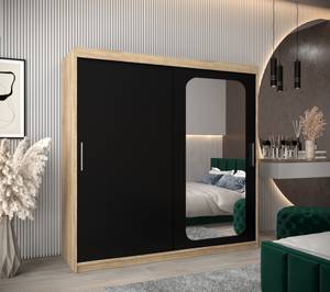 Armoire à portes coulissantes promo t2 Noir - Imitation chêne de Sonoma - Largeur : 200 cm - 2 porte