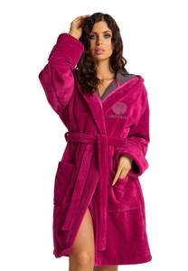 Damen-Bademantel Como M Anthrazit - Pink - 101 x 101 cm