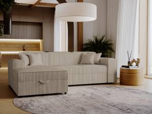 Ecksofa Santos Cord L-Form Beige - Ecke davorstehend links