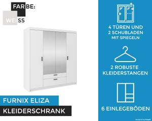 FURNIX Schrank Eliza 4D Weiß + Spiegel Weiß