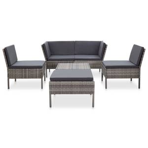 Garten-Lounge-Set Grau - Metall - Polyrattan - 60 x 35 x 60 cm