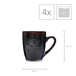 4-tlg. Kaffeebecher Set Tokio Schwarz - Blau - Stein - 23 x 13 x 24 cm