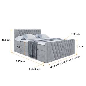 Boxspringbett ERNINA-Z KING Hellgrau - Breite: 200 cm