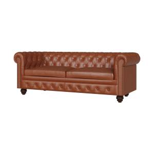 Canapé Chesterfield Marron - Cuir véritable - 190 x 75 x 78 cm