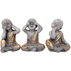 Bouddha enfant assis en résine (Lot de 3 Matière plastique - 24 x 31 x 18 cm