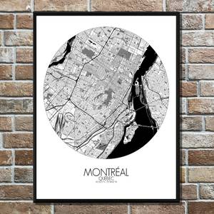 Poster Montreal Carte ronde Noir - Papier - 40 x 50 x 40 cm
