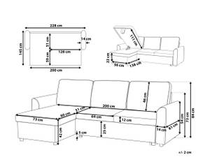 Ecksofa NESNA Grau - Hellgrau - Eiche Dunkel - Armlehne davorstehend links - Ecke davorstehend rechts - Schlaffunktion davorstehend rechts