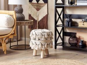 Hocker THONDI Beige - Schwarz - Naturfaser - 33 x 44 x 33 cm