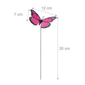 Gartendeko Schmetterling Grün - Pink - Rot - Metall - Kunststoff - 12 x 30 x 7 cm