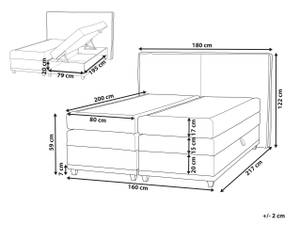 Boxspring Bett DYNASTY Grau - Hellgrau - Eiche Hell - Breite: 180 cm