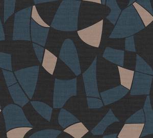 Geometrische Tapete Vlies Schwarz Blau Beige - Schwarz - Blau