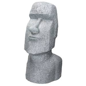 Moai Rapa Nui Kopf Figur 28x25x56cm Grau Grau - Kunststoff - 19 x 54 x 27 cm